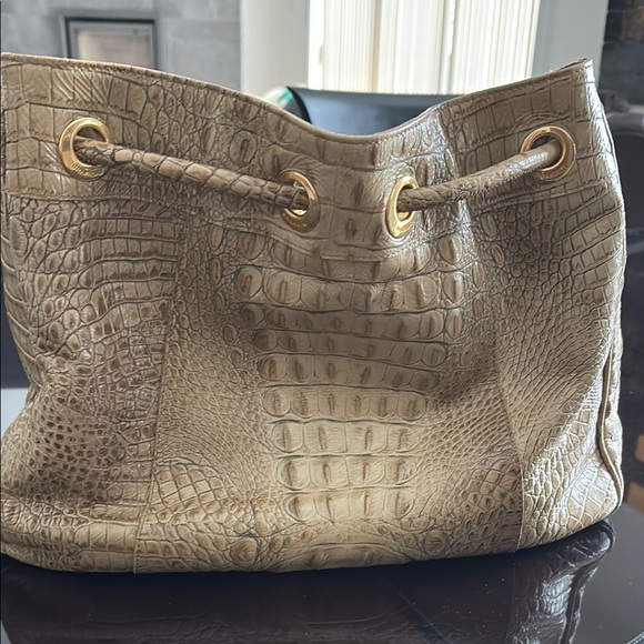 Brahmin Croc Embossed Tote Bag - Beige - Picture 2 of 12